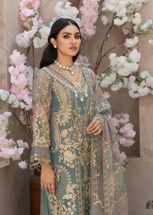 Luxury Embroidered Suit with Satin Silk Trouser