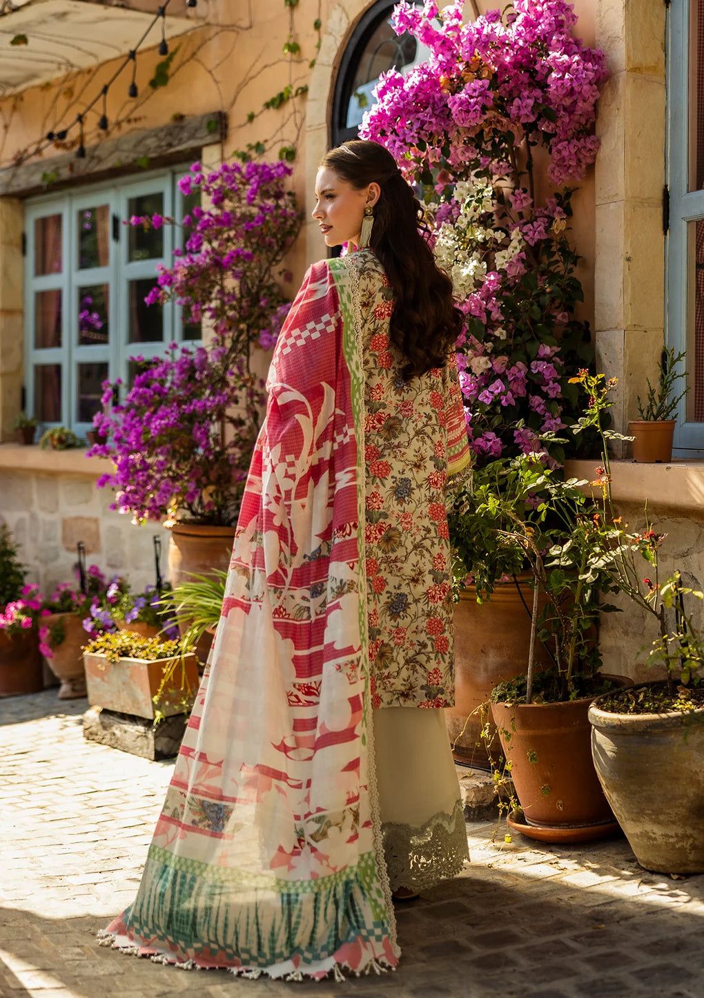 Maroon Chikankari Embroidered Lawn Suit 3-Piece Set with Stone Work Cutwork Dupatta