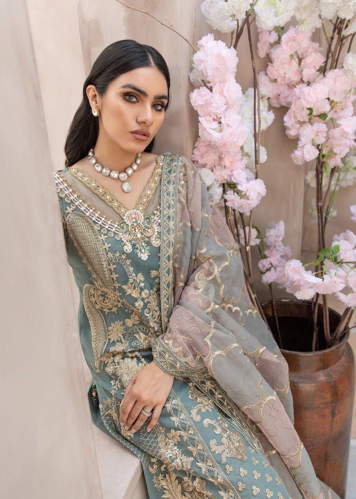 Luxury Embroidered Suit with Satin Silk Trouser
