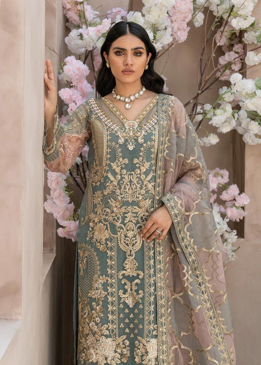 Luxury Embroidered Suit with Satin Silk Trouser