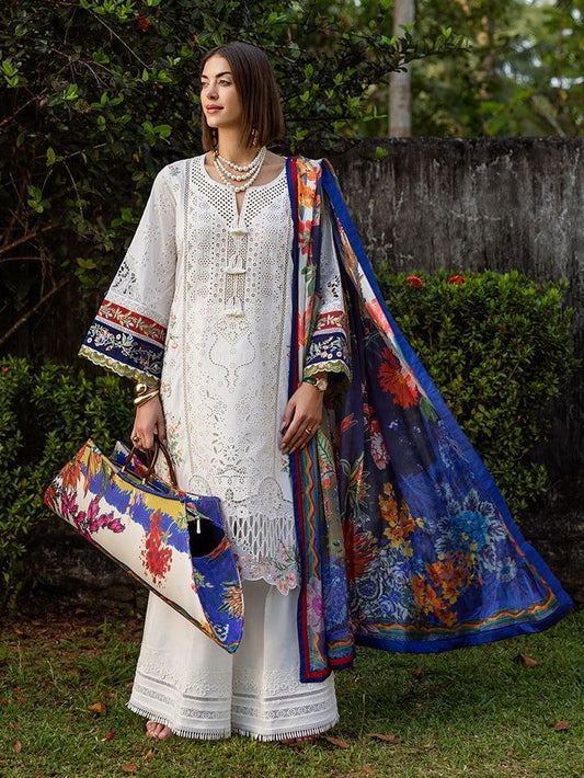 Premium Heavy Embroidered Lawn Suit with Chikankari Work Printed Net Dupatta